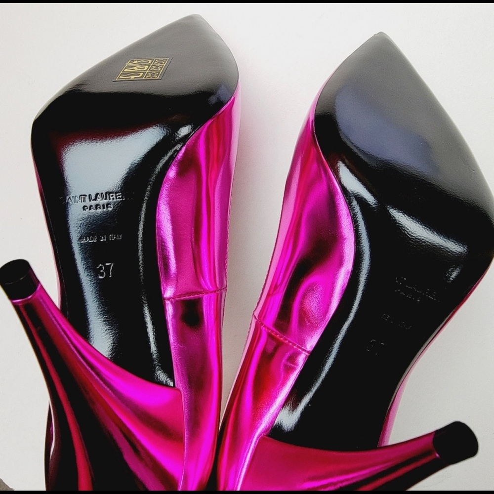 Saint Laurent Pink Metal Fuchsia Kiki Pumps